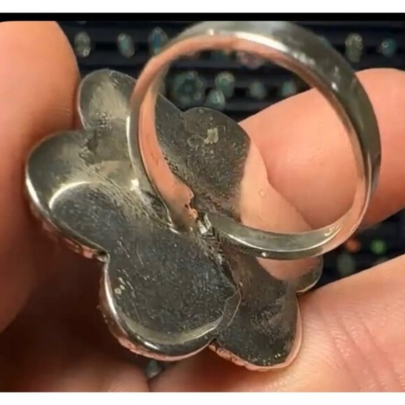 Sterling Silver Wild Horse Stone Ring Size 9 Floral Design - Picture 3 of 7